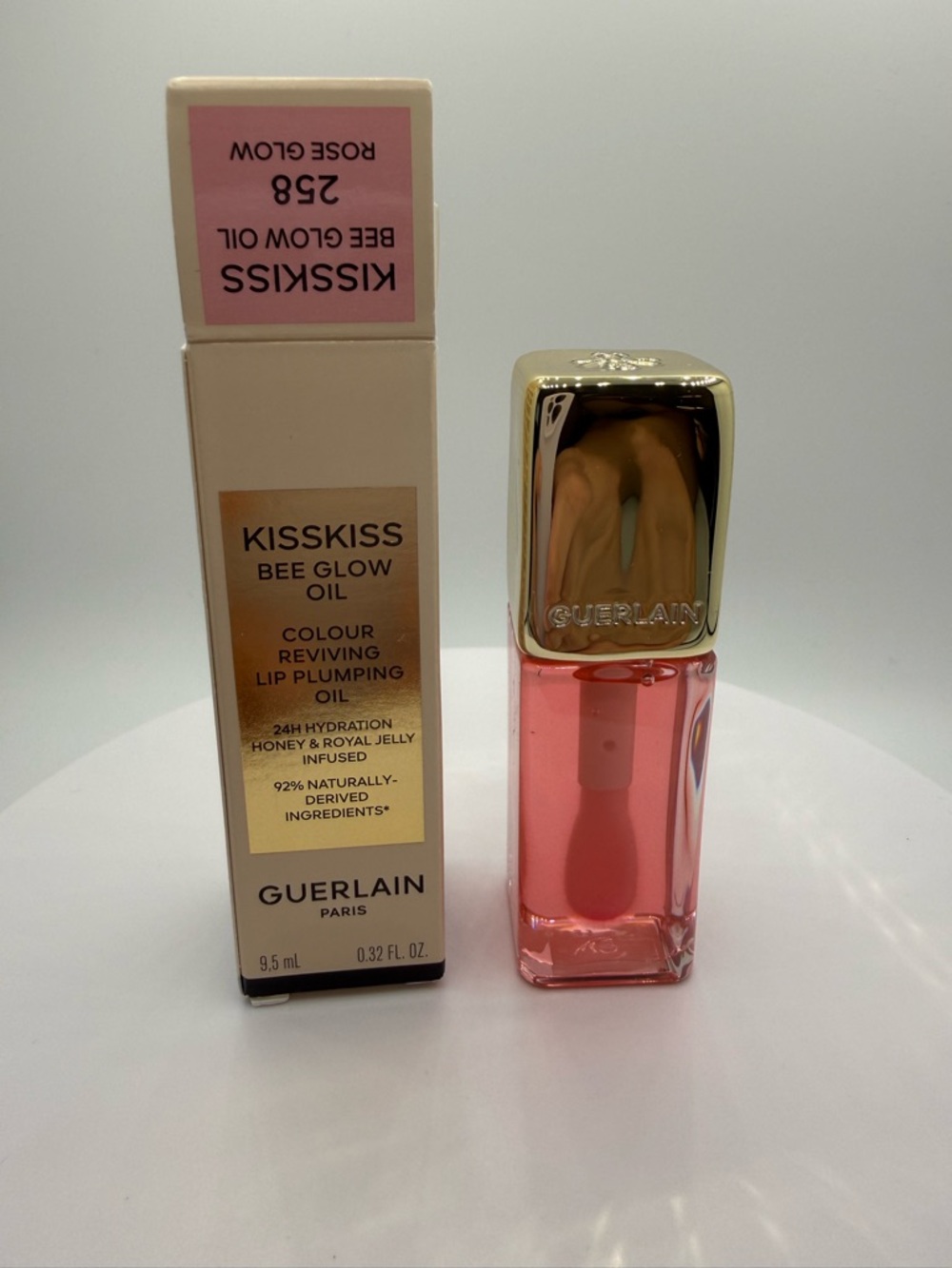 GUERLAIN Kiss Kiss Bee Glow Lip Oil in 258 Rose Glow - BNIB